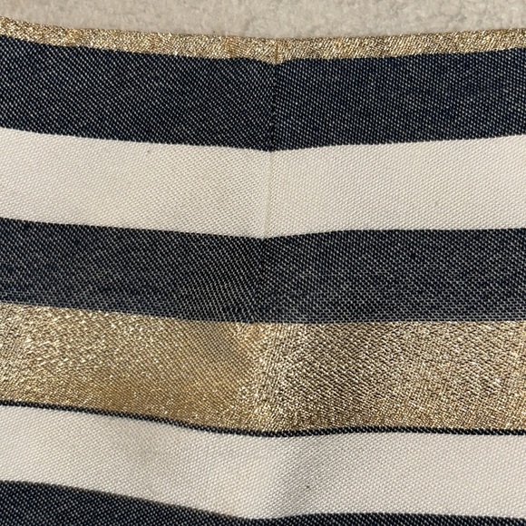 So cute gold, chambray, and white striped skirt. NWOT. Size 4 gold is metallic - Picture 4 of 7